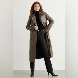 Dynamite trench faux leather long maxi coat size xxs